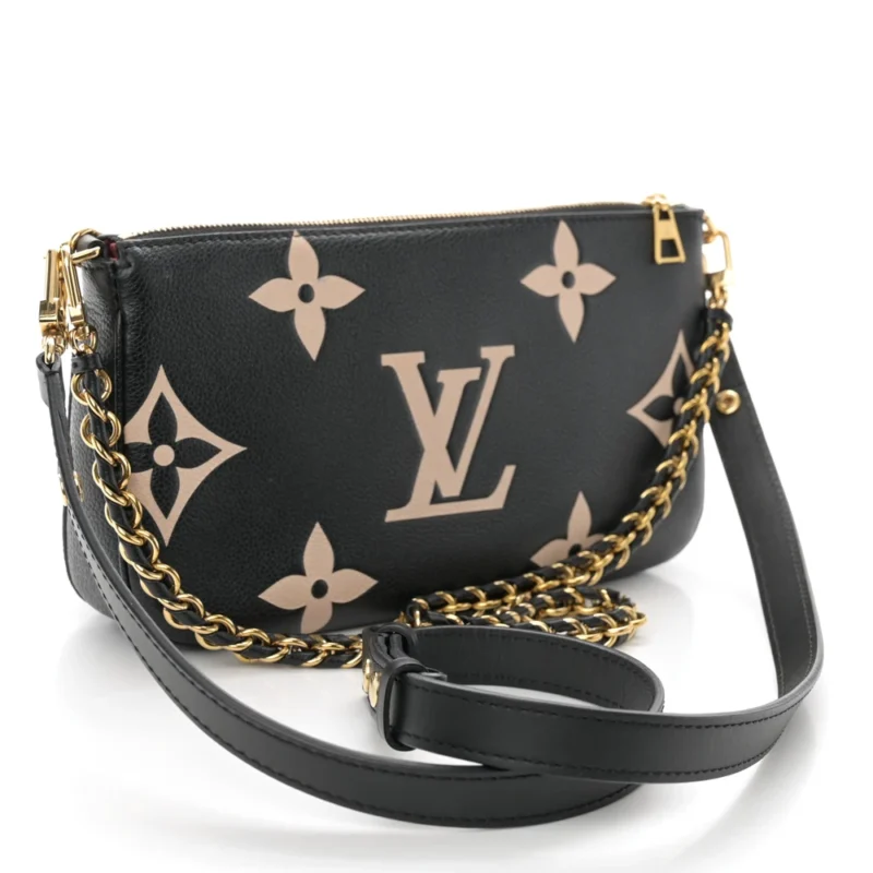 LOUIS VUITTON MULTI POCHETTE ACCESSOIRES PM BLACK/BEIGE GIANT MONOGRAM EMPREINTE LEATHER GOLD HARDWARE - Image 3