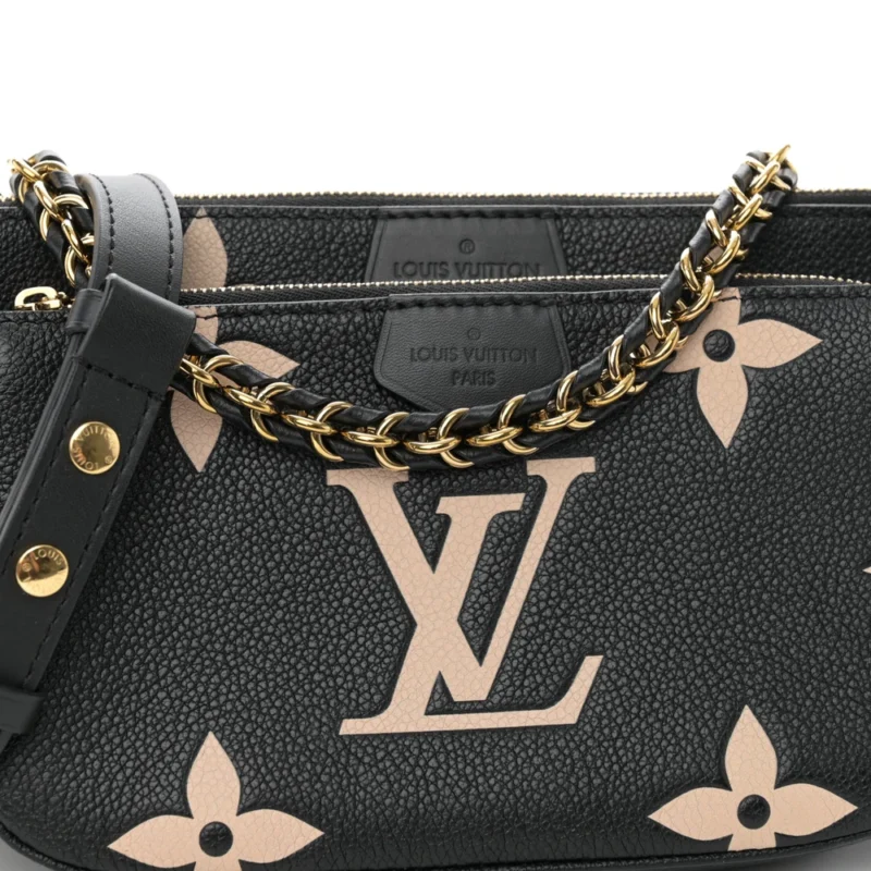 LOUIS VUITTON MULTI POCHETTE ACCESSOIRES PM BLACK/BEIGE GIANT MONOGRAM EMPREINTE LEATHER GOLD HARDWARE - Image 8