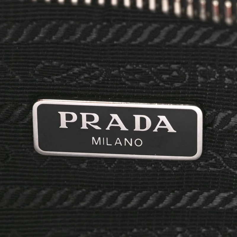 PRADA MINI RE-EDITION 2005 BAG BLACK TESSUTO NYLON & SAFFIANO LEATHER SILVER HARDWARE - Image 2