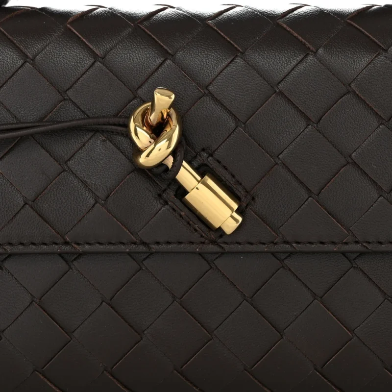 BOTTEGA VENETA LONG INTRECCIATO ANDIAMO TOP HANDLE CLUTCH FONDANT NAPPA LEATHER GOLD HARDWARE - Image 8