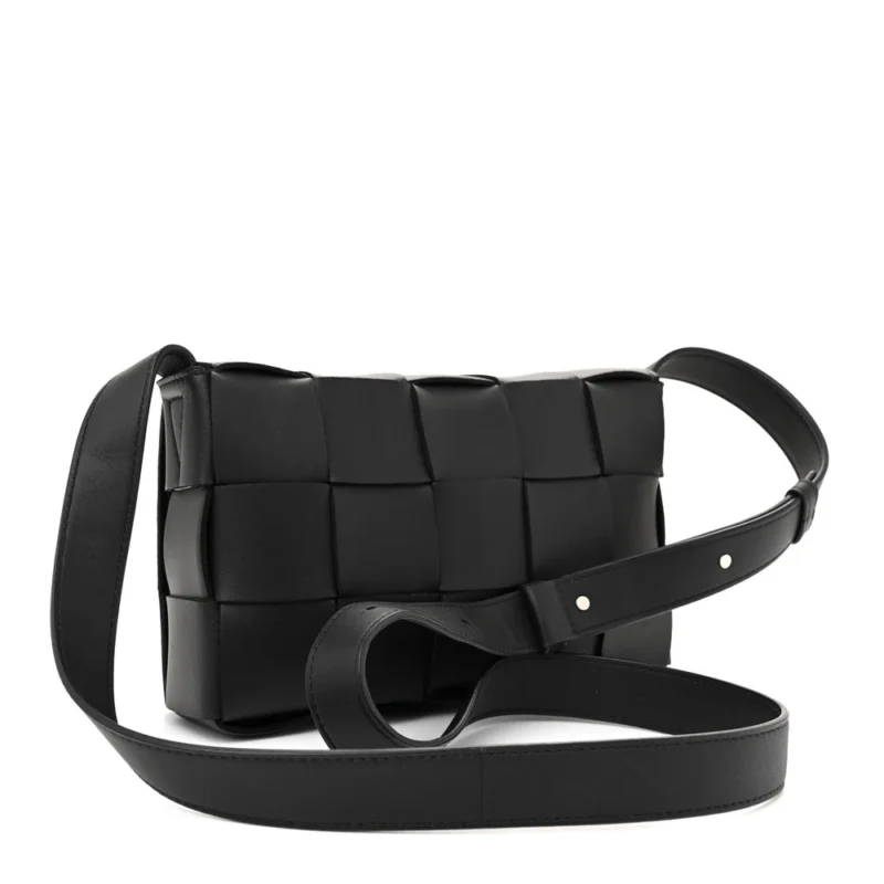 BOTTEGA VENETA MAXI INTRECCIATO CASSETTE CROSSBODY BAG BLACK LAMBSKIN LEATHER - Image 3