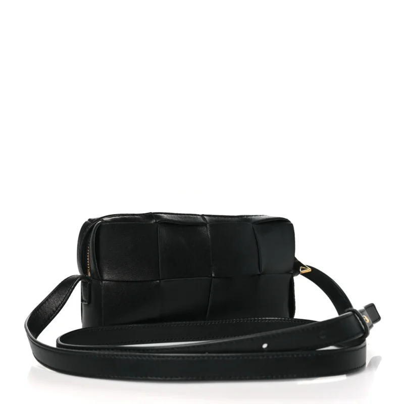 BOTTEGA VENETA MINI INTRECCIO CASSETTE PHONE POUCH CROSSBODY BAG BLACK LAMBSKIN LEATHER - Image 3