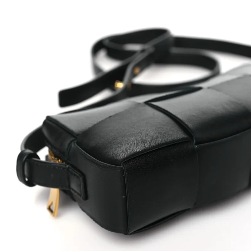 BOTTEGA VENETA MINI INTRECCIO CASSETTE PHONE POUCH CROSSBODY BAG BLACK LAMBSKIN LEATHER - Image 4