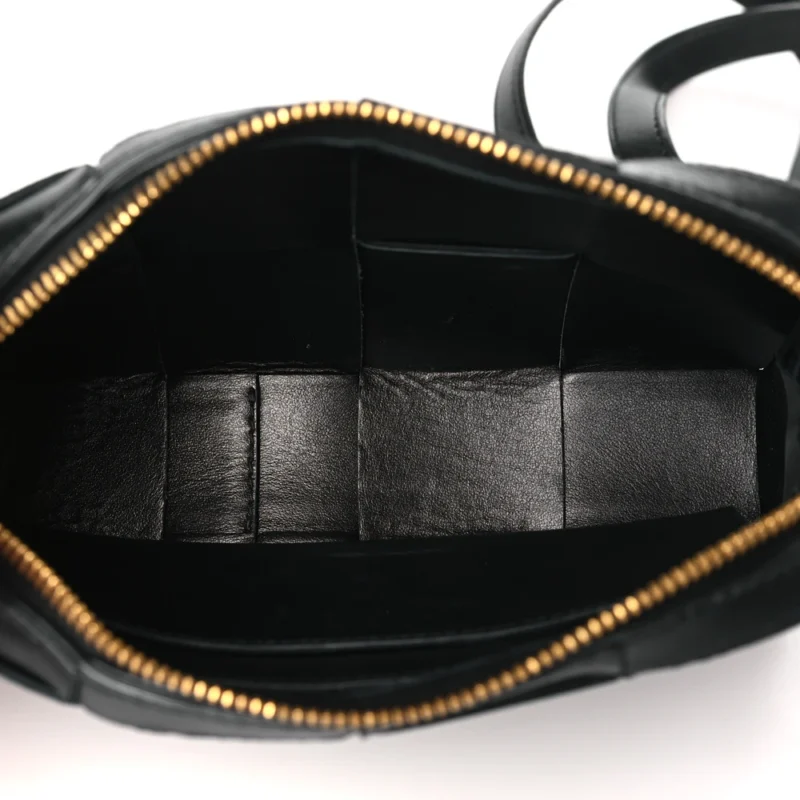BOTTEGA VENETA MINI INTRECCIO CASSETTE PHONE POUCH CROSSBODY BAG BLACK LAMBSKIN LEATHER - Image 7