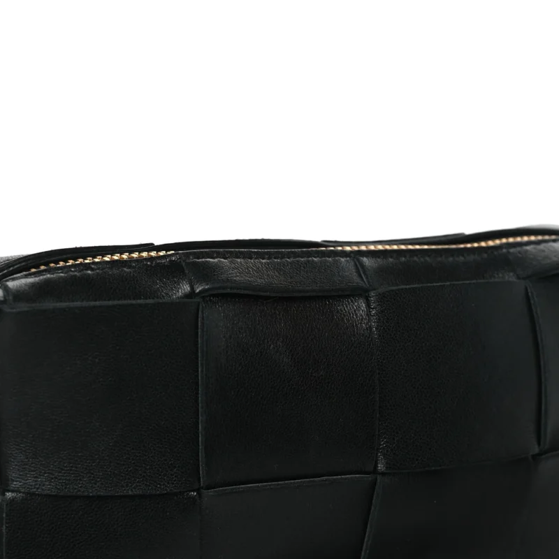 BOTTEGA VENETA MINI INTRECCIO CASSETTE PHONE POUCH CROSSBODY BAG BLACK LAMBSKIN LEATHER - Image 9