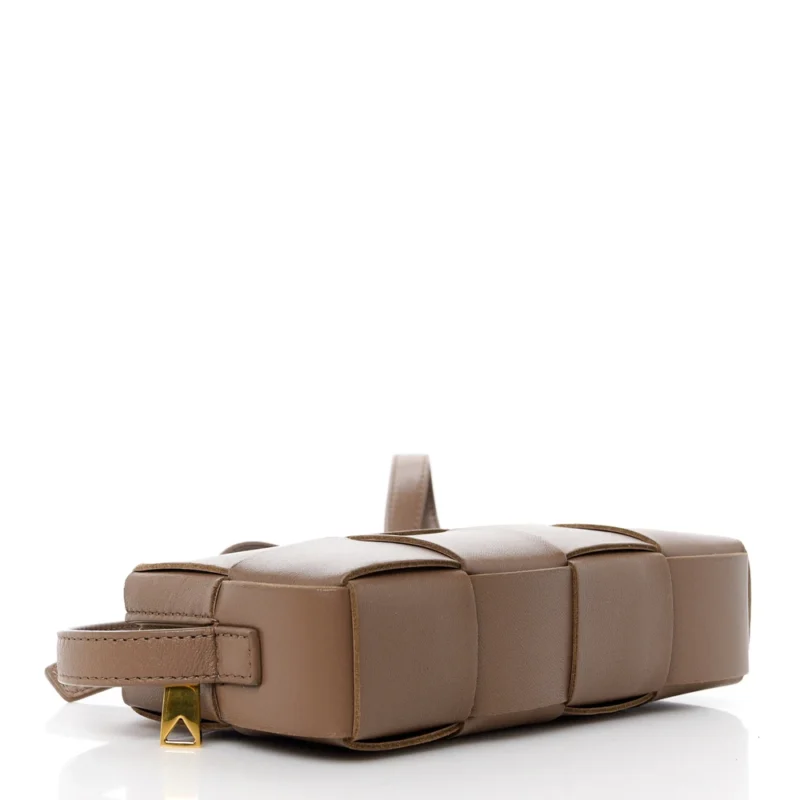 BOTTEGA VENETA MINI INTRECCIO CASSETTE PHONE POUCH CROSSBODY BAG MARRONE LAMBSKIN LEATHER - Image 6