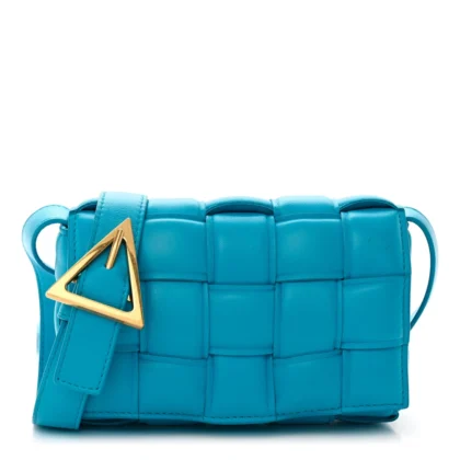 BOTTEGA VENETA SMALL MAXI INTRECCIO PADDED CASSETTE CROSSBODY BAG POOL NAPPA LEATHER BRASS HARDWARE
