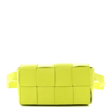 BOTTEGA VENETA SMALL INTRECCIO CASSETTE BELT BAG KIWI PAPER CALFSKIN LEATHER