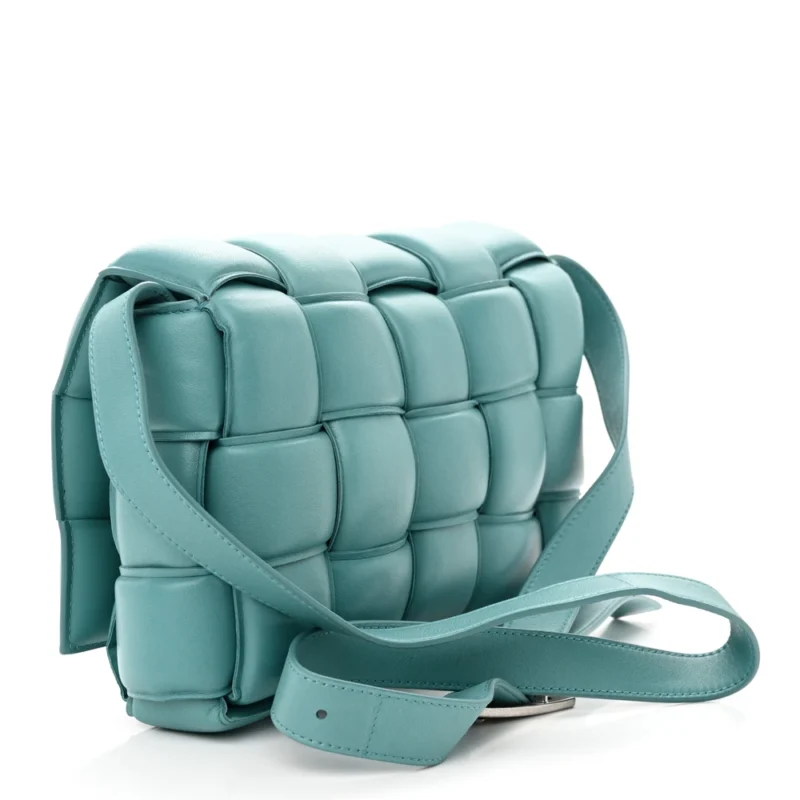 BOTTEGA VENETA MAXI INTRECCIATO PADDED CASSETTE CROSSBODY BAG BLUE NAPPA LEATHER SILVER HARDWARE - Image 3