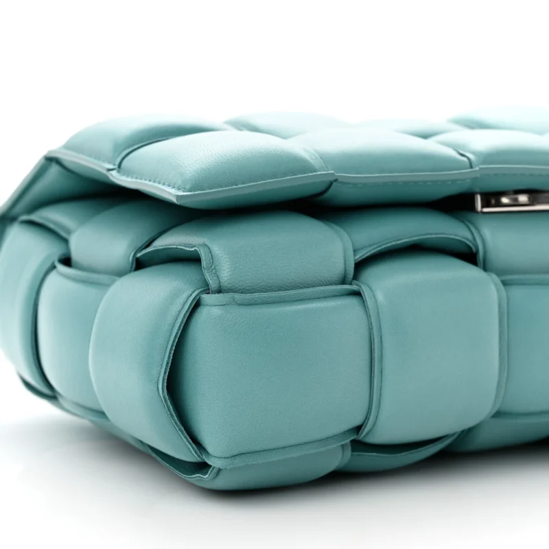 BOTTEGA VENETA MAXI INTRECCIATO PADDED CASSETTE CROSSBODY BAG BLUE NAPPA LEATHER SILVER HARDWARE - Image 4