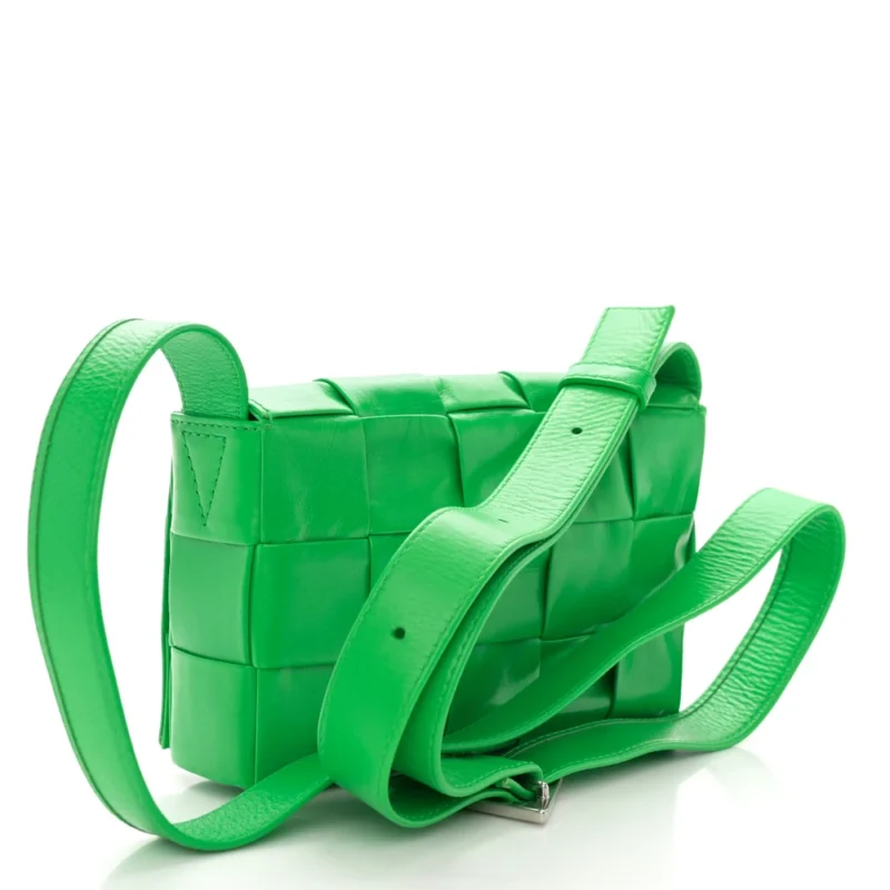 BOTTEGA VENETA MAXI INTRECCIATO SMALL CASSETTE CROSSBODY BAG GRASS PAPER CALFSKIN LEATHER - Image 3