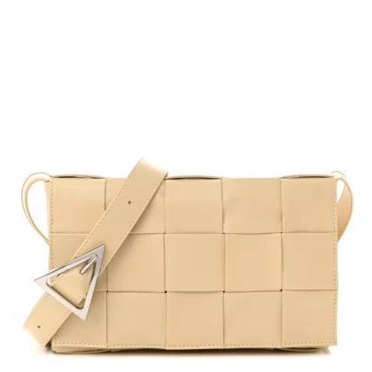 BOTTEGA VENETA MAXI INTRECCIATO CASSETTE CROSSBODY BAG PORRIDGE PAPER CALFSKIN LEATHER