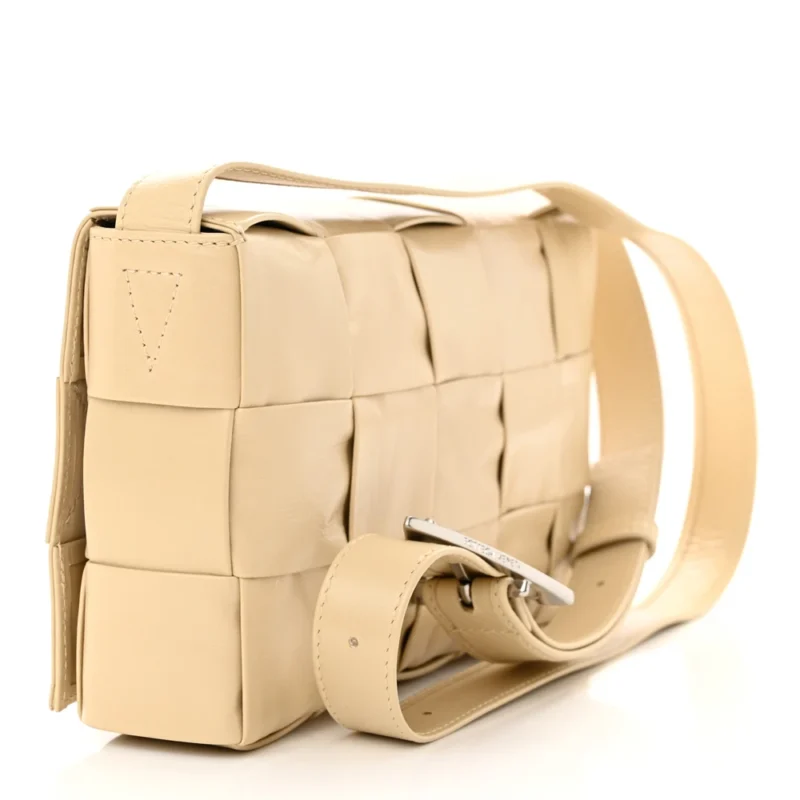 BOTTEGA VENETA MAXI INTRECCIATO CASSETTE CROSSBODY BAG PORRIDGE PAPER CALFSKIN LEATHER - Image 3