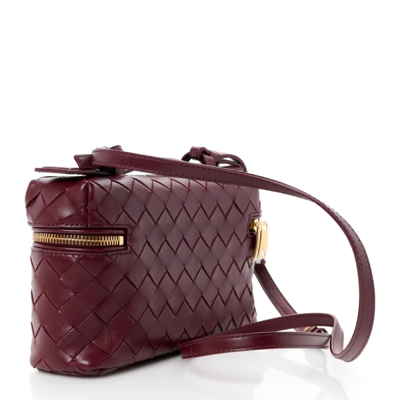 BOTTEGA VENETA INTRECCIATO BANG BANG VANITY CASE CHERRY NAPPA LEATHER GOLD HARDWARE - Image 3
