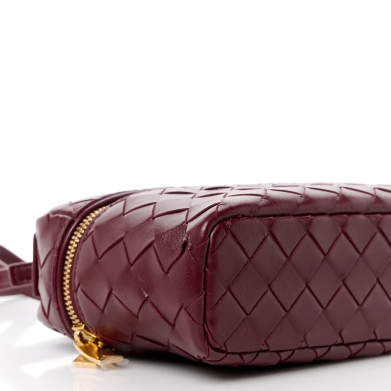 BOTTEGA VENETA INTRECCIATO BANG BANG VANITY CASE CHERRY NAPPA LEATHER GOLD HARDWARE - Image 5