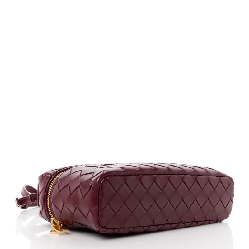 BOTTEGA VENETA INTRECCIATO BANG BANG VANITY CASE CHERRY NAPPA LEATHER GOLD HARDWARE - Image 6