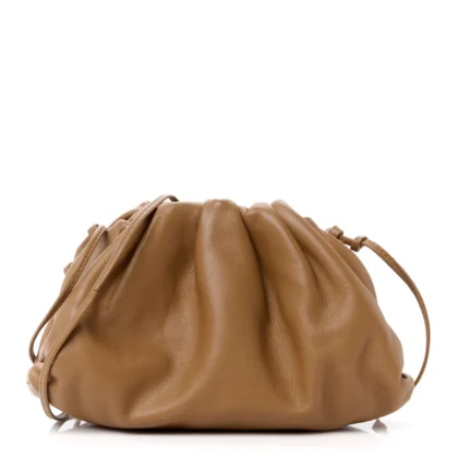 BOTTEGA VENETA MINI POUCH CAMMELLO BUTTER CALFSKIN LEATHER