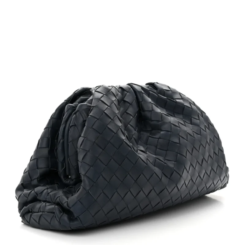 BOTTEGA VENETA MAXI INTRECCIATO THE POUCH OVERSIZED CLUTCH DEEP BLUE NAPPA LEATHER - Image 3