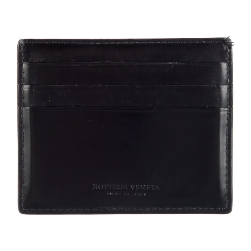 BOTTEGA VENETA SMALL CARD HOLDER BLACK INTRECCIATO WEAVE NAPPA LEATHER - Image 2