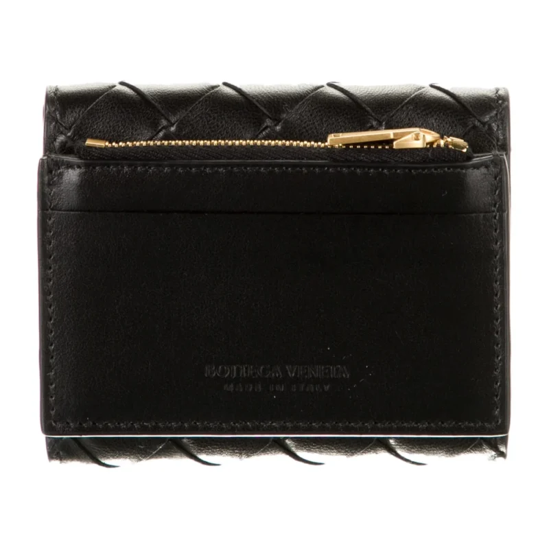 BOTTEGA VENETA SMALL WALLET BLACK INTRECCIATO WEAVE LEATHER - Image 2