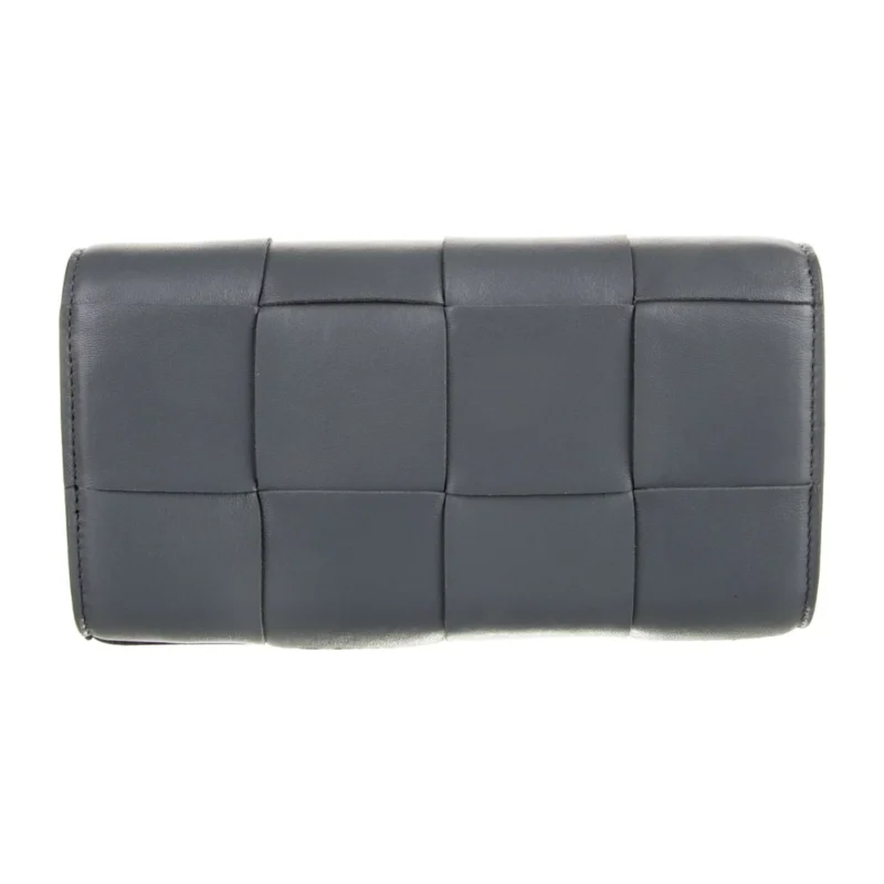 BOTTEGA VENETA LARGE CONTINENTAL WALLET GREY LAMBSKIN LEATHER