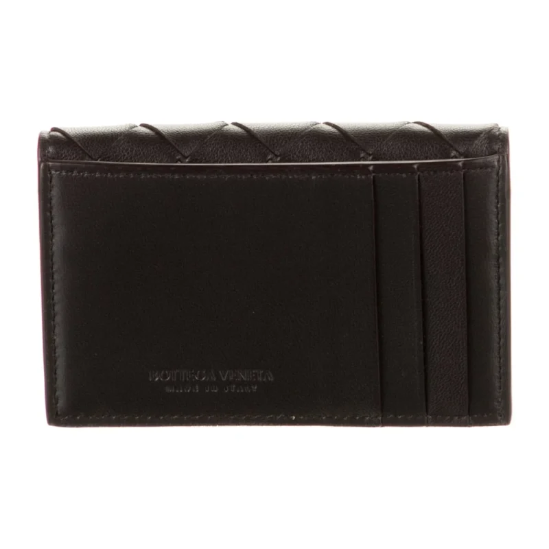 BOTTEGA VENETA SMALL CARD HOLDER BLACK INTRECCIATO WEAVE LEATHER - Image 2