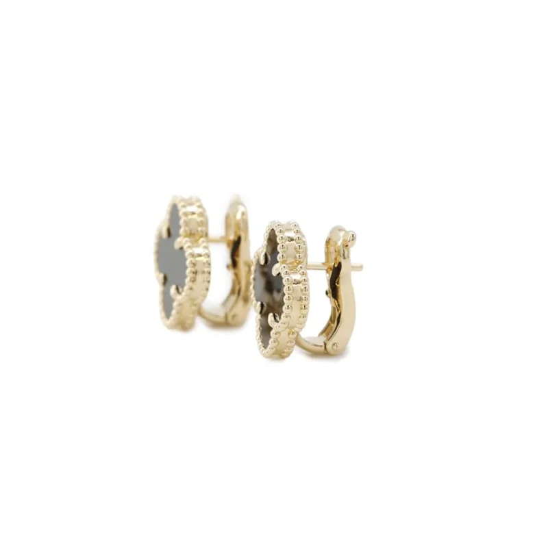 VAN CLEEF & ARPELS VINTAGE ALHAMBRA EARRING ONYX - Image 2