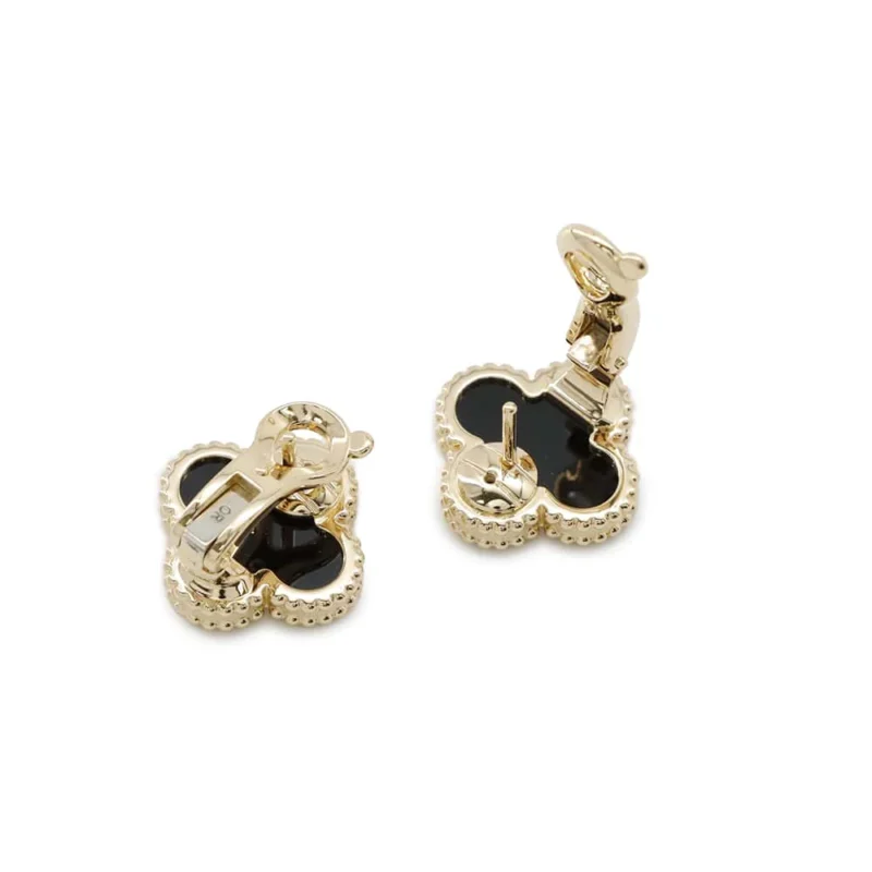 VAN CLEEF & ARPELS VINTAGE ALHAMBRA EARRING ONYX - Image 3