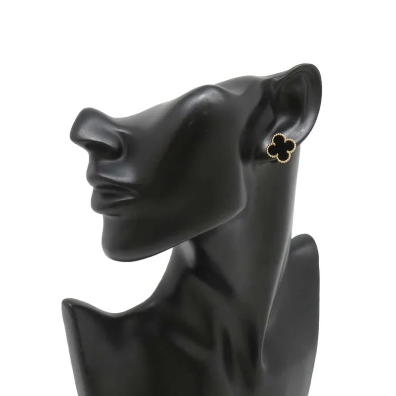 VAN CLEEF & ARPELS VINTAGE ALHAMBRA EARRING ONYX - Image 4