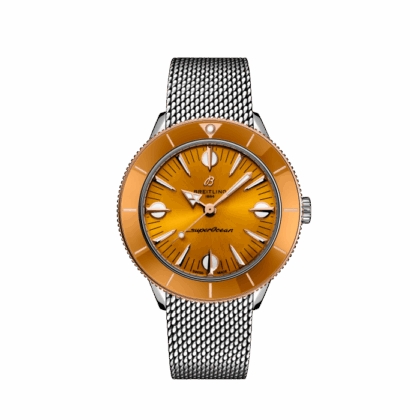 BREITLING SUPEROCEAN HERITAGE 57 HIGHLANDS STAINLESS STEEL 18K RED GOLD MUSTARD U10340281I1A1