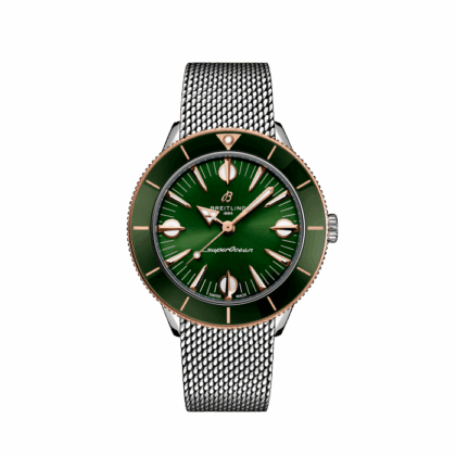 BREITLING SUPEROCEAN HERITAGE 57 HIGHLANDS STAINLESS STEEL 18K RED GOLD GREEN U10340361L1A1
