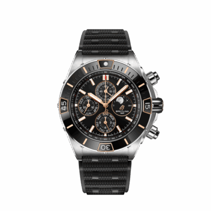BREITLING SUPER CHRONOMAT 44 FOUR-YEAR CALENDAR STAINLESS STEEL 18K RED GOLD BLACK I19320251B1S1