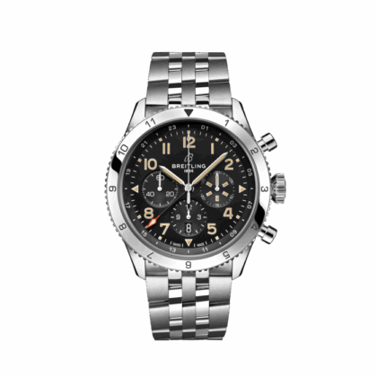 BREITLING SUPER AVI B04 CHRONOGRAPH GMT 46 P-51 MUSTANG STAINLESS STEEL BLACK AB04453A1B1A1