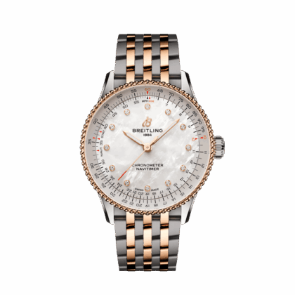 BREITLING NAVITIMER AUTOMATIC 36 STAINLESS STEEL 18K RED GOLD MOTHER-OF-PEARL U17327211A1U1