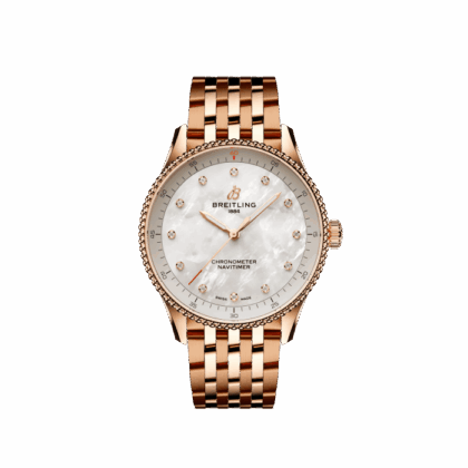 BREITLING NAVITIMER 32 SMALL SCALE TRACEABLE 18K RED GOLD MOTHER-OF-PEARL R77320E61A1R1