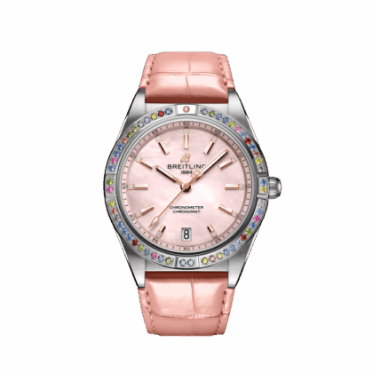 BREITLING CHRONOMAT AUTOMATIC 36 SOUTH SEA STAINLESS STEEL 18K WHITE GOLD PINK MOTHER-OF-PEARL G10380BB1K1P1