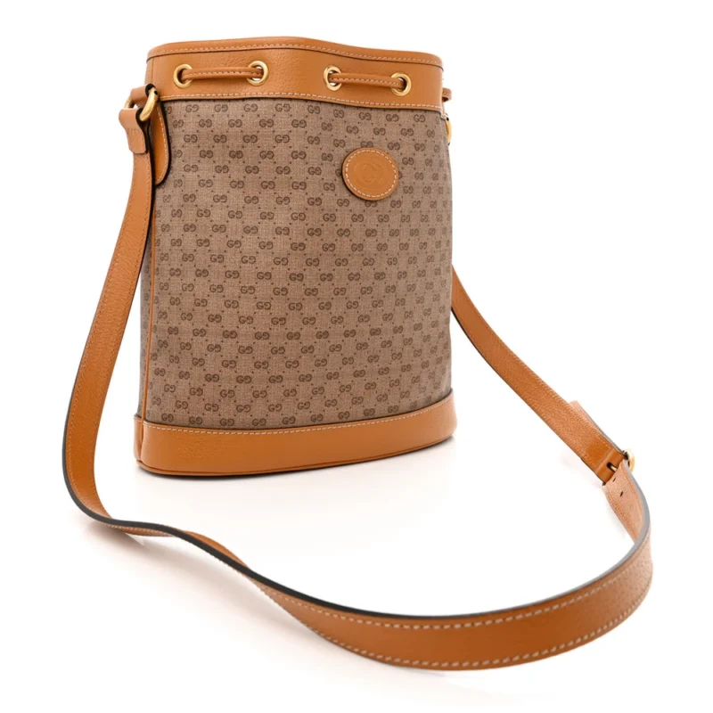 GUCCI X DISNEY MINI BUCKET BAG BEIGE / VINTAGE SUN OIL GG SUPREME MONOGRAM COATED CANVAS GOLD HARDWARE - Image 3