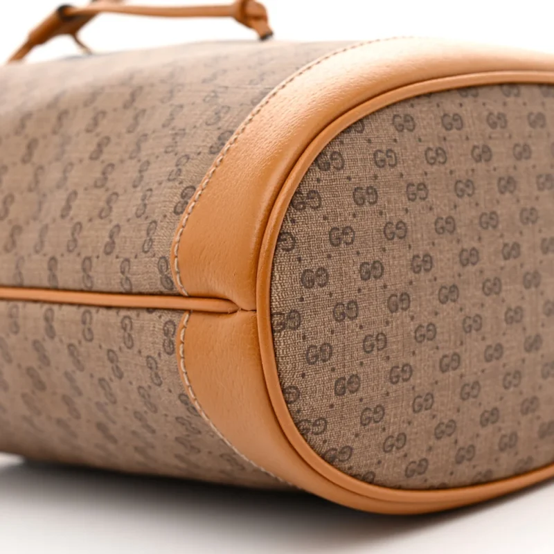 GUCCI X DISNEY MINI BUCKET BAG BEIGE / VINTAGE SUN OIL GG SUPREME MONOGRAM COATED CANVAS GOLD HARDWARE - Image 5