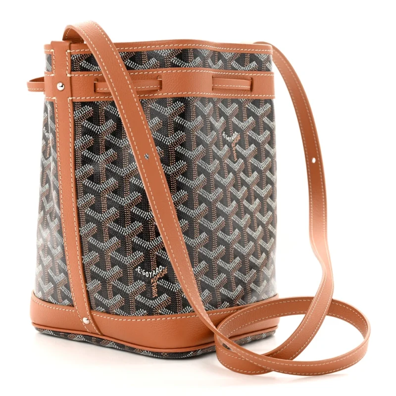 GOYARD PETIT FLOT BUCKET BAG PM BLACK/GOLD GOYARDINE CANVAS - Image 3