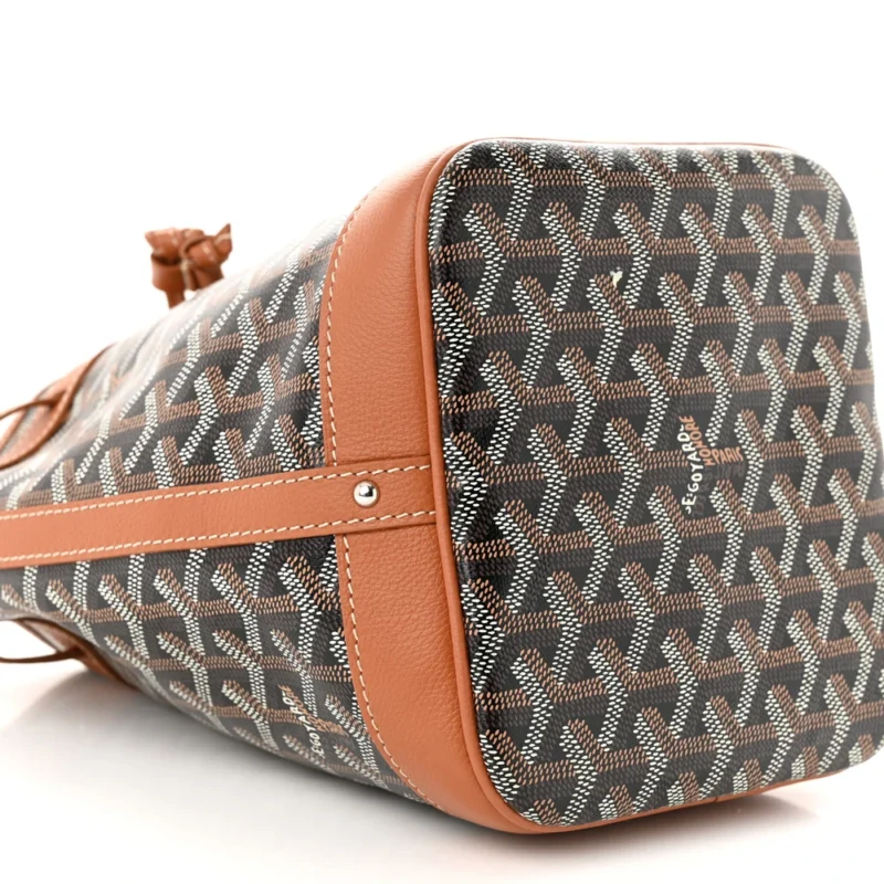 GOYARD PETIT FLOT BUCKET BAG PM BLACK/GOLD GOYARDINE CANVAS - Image 4