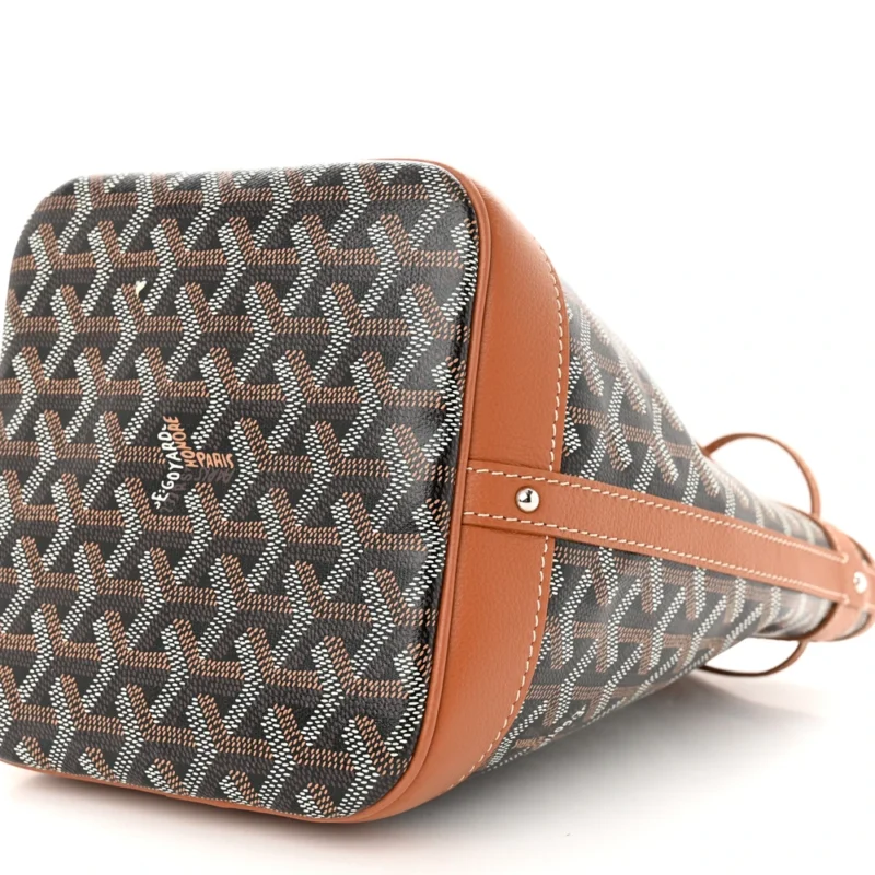 GOYARD PETIT FLOT BUCKET BAG PM BLACK/GOLD GOYARDINE CANVAS - Image 5
