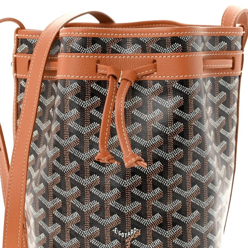 GOYARD PETIT FLOT BUCKET BAG PM BLACK/GOLD GOYARDINE CANVAS - Image 8