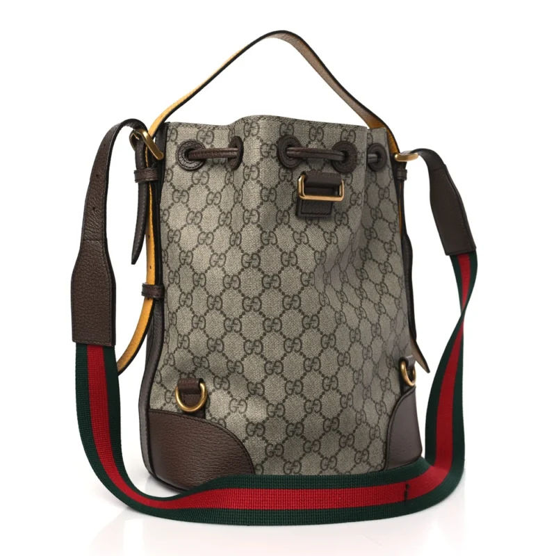 GUCCI MEDIUM NEO VINTAGE DRAWSTRING BUCKET BACKPACK NEW ACERO CROP GG SUPREME MONOGRAM CANVAS GOLD HARDWARE - Image 3