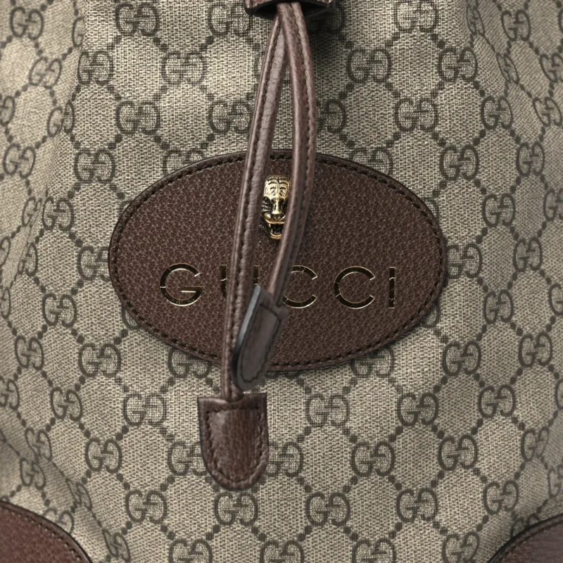 GUCCI MEDIUM NEO VINTAGE DRAWSTRING BUCKET BACKPACK NEW ACERO CROP GG SUPREME MONOGRAM CANVAS GOLD HARDWARE - Image 8