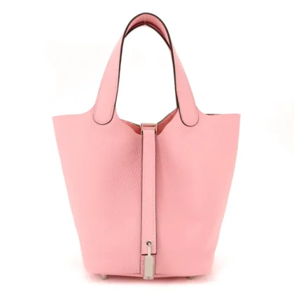HERM??S PICOTIN LOCK 18 PM ROSE SAKURA TAURILLON CLEMENCE LEATHER PALLADIUM HARDWARE