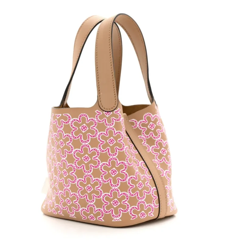 HERM??S MICRO LUCKY DAISY PICOTIN LOCK CHAI/ROSE/WHITE SWIFT LEATHER PALLADIUM SILVER HARDWARE - Image 3