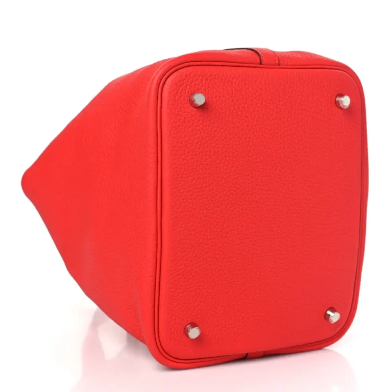 HERM??S PICOTIN LOCK 22 MM ROUGE CASAQUE TAURILLON CLEMENCE LEATHER GOLD HARDWARE - Image 6