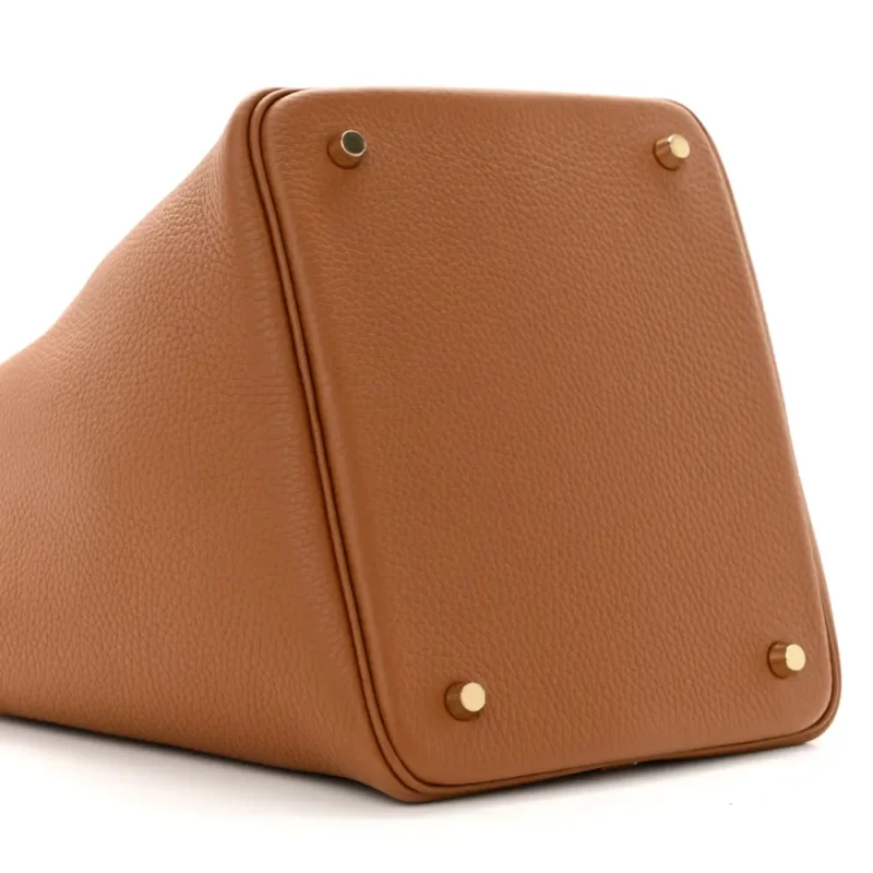 HERM??S PICOTIN LOCK 22 MM BROWN TAURILLON CLEMENCE LEATHER GOLD HARDWARE - Image 4