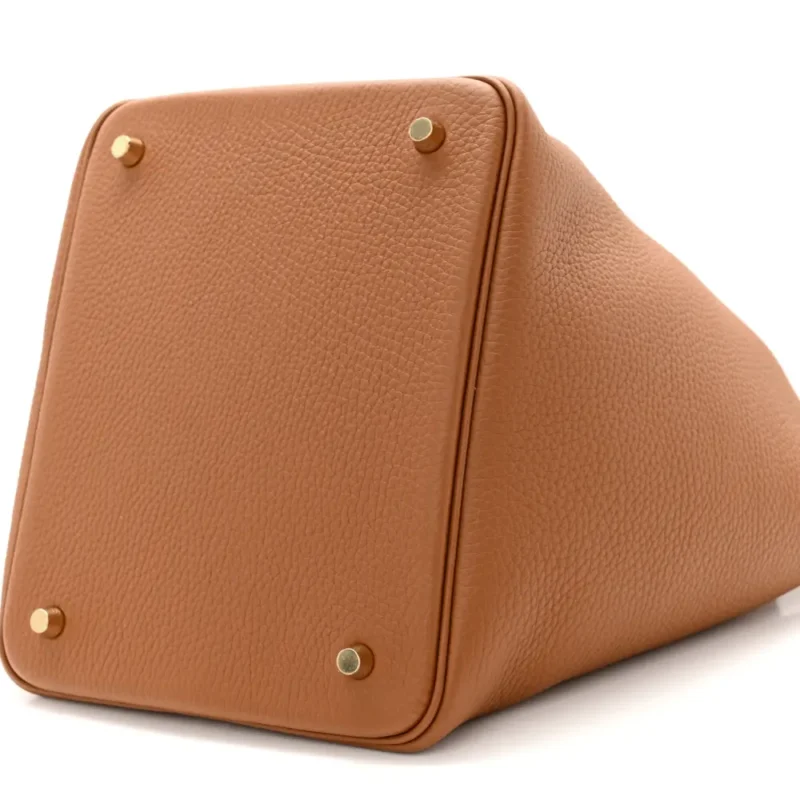 HERM??S PICOTIN LOCK 22 MM BROWN TAURILLON CLEMENCE LEATHER GOLD HARDWARE - Image 5