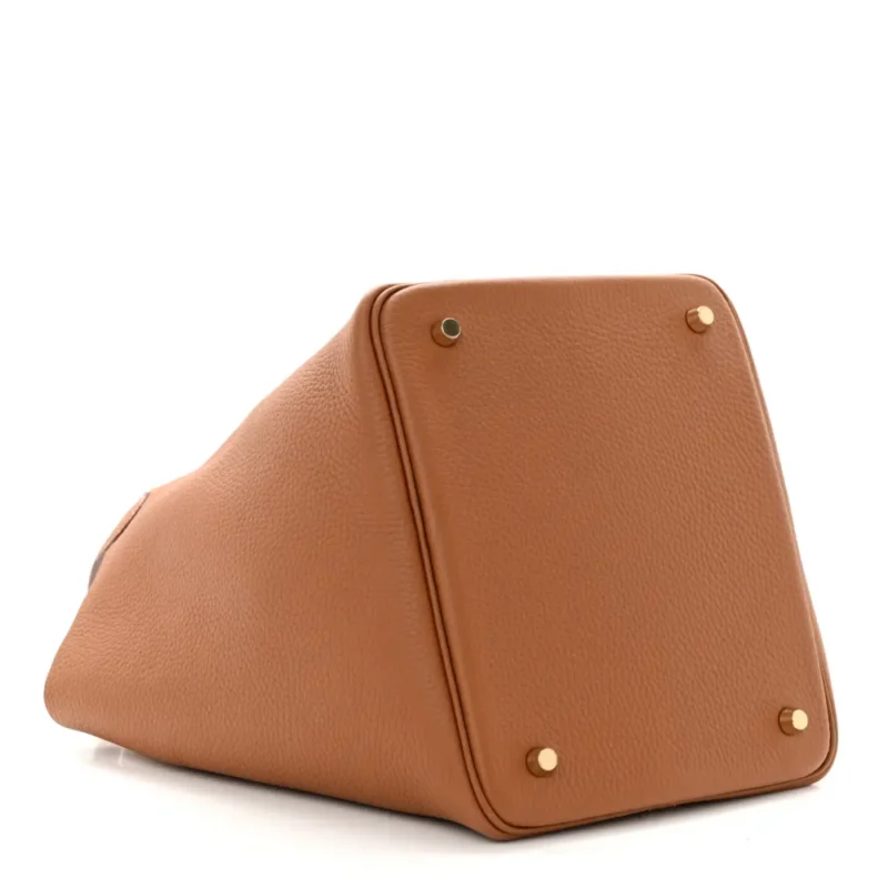 HERM??S PICOTIN LOCK 22 MM BROWN TAURILLON CLEMENCE LEATHER GOLD HARDWARE - Image 6